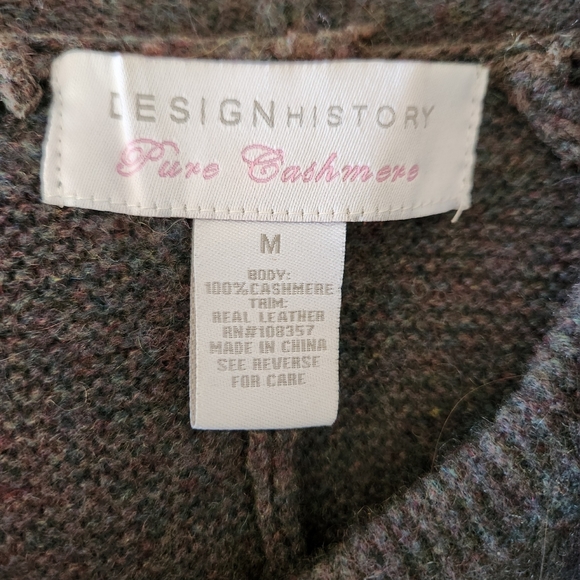 Design History Cashmere Hoodie Leather Patch Elbows - Picture 13 of 16